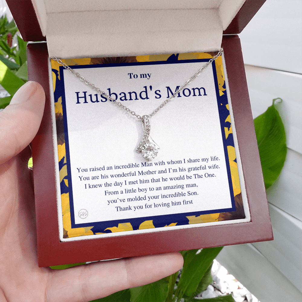 Husband's Mom Gift | Mother in Law Gift, Mother's Day Gift, From Daughter-in-Law, Mother of the Groom Necklace, Birthday, Thank You 0418dB