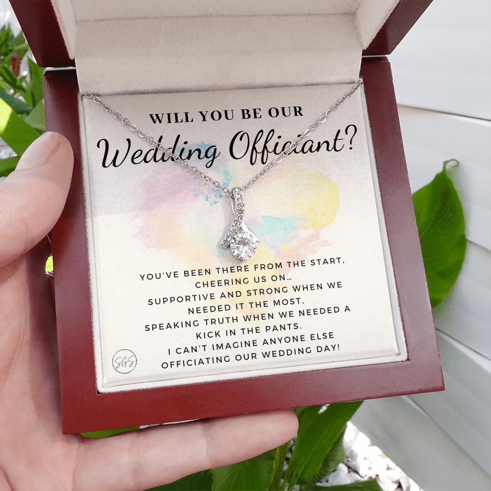 Wedding Officiant Proposal Gift | Will You Marry Us? Will You Be Our Officiant? For Friends, Best Friend Bestie Necklace Bridal Party 0817dbA