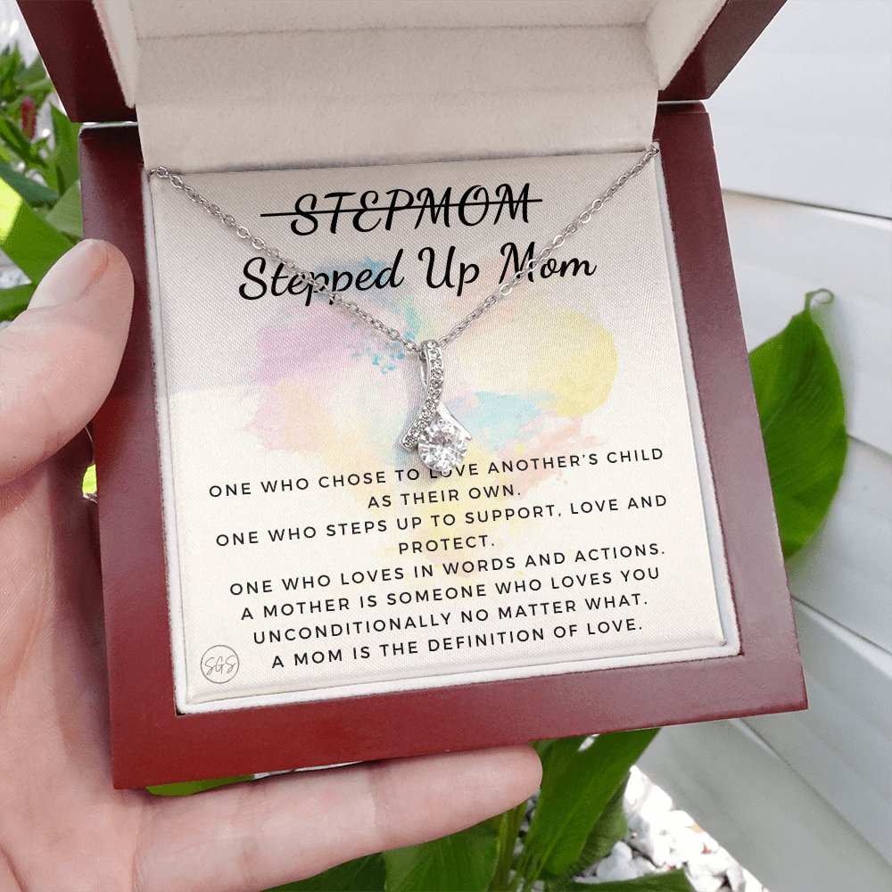 Stepped Up Mom | Gift for Stepmom, Bonus Mom, Stepmother, Grandma, Second Mama, From Step Daughter Son, Christmas, Birthday, Foster 1026eB