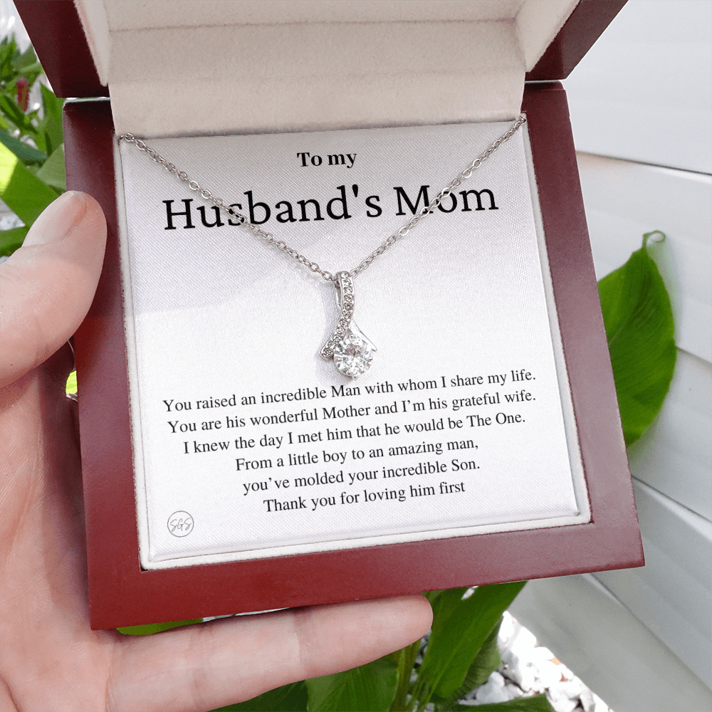 Husband's Mom Gift | Mother in Law Gift, Mother's Day Gift, From Daughter-in-Law, Mother of the Groom Necklace, Birthday, Thank You 0418aB