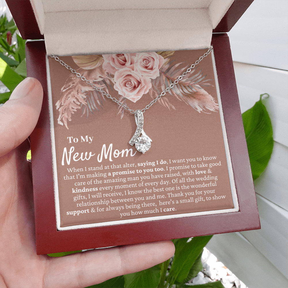Mother in Law Wedding Gift from Bride - Mother of the Groom Necklace, Sentimental Future MIL, Pampas Grass & Desert Rose, Beauty