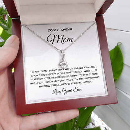 To My Loving Mom - Love Knot Necklace | Gift for Mother's Day From Son, I'll Always Be Your Little Boy, You'll Always Be My Loving Mother 4B