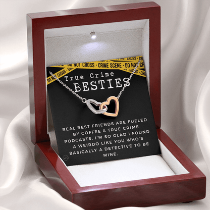 True Crime Best Friend Gift | Christmas Gift for Bestie, Funny Best Friend Necklace, True Crime & Wine, Podcast Junkie, Coffee Lover 1118-07H