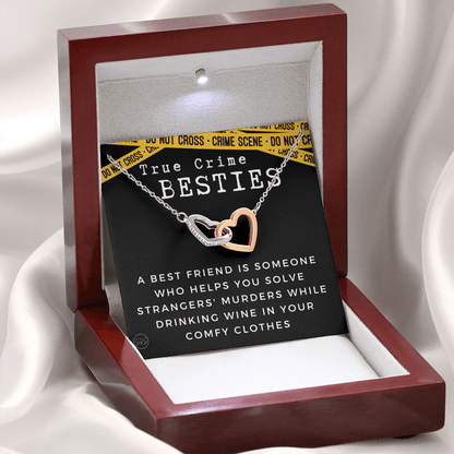 True Crime Best Friend Gift | Christmas Gift for Bestie, Funny Best Friend Necklace, True Crime & Wine, Podcast Junkie, Coffee Lover 1118-04H