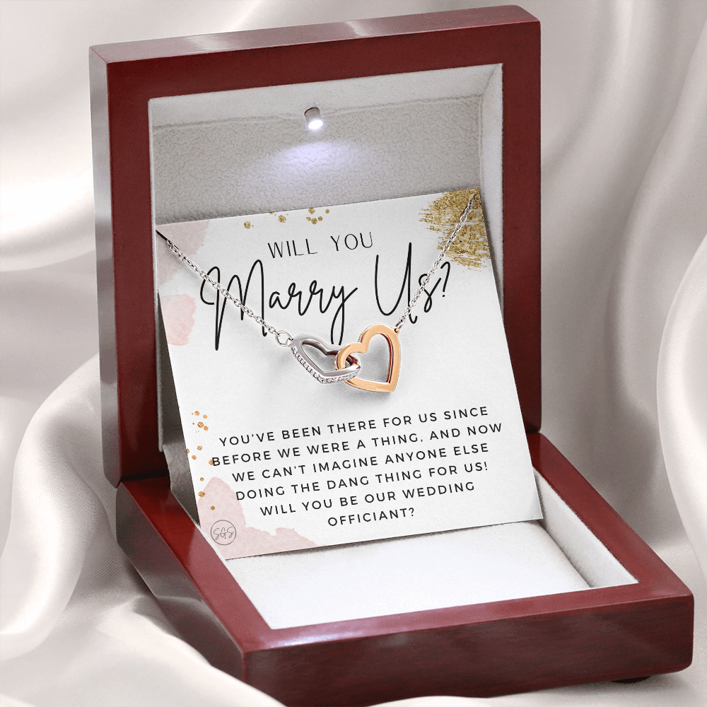 Wedding Officiant Proposal Gift | Will You Marry Us? Will You Be Our Officiant? For Friends, Best Friend Bestie Necklace Bridal Party 0817ghA
