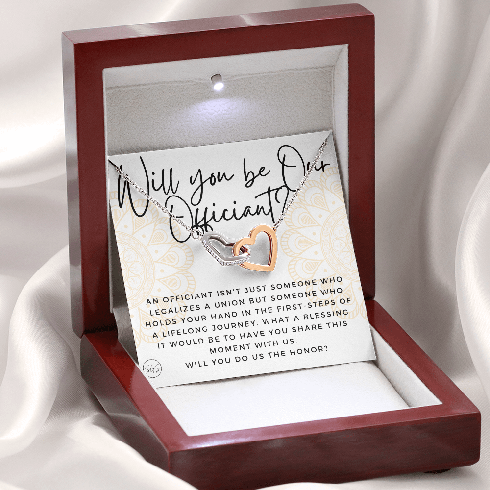 Wedding Officiant Proposal Gift | Will You Marry Us? Will You Be Our Officiant? For Friends, Best Friend Bestie Necklace Bridal Party 0817ahA