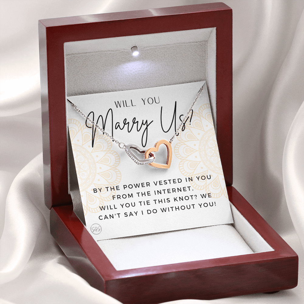 Wedding Officiant Proposal Gift | Will You Marry Us? Will You Be Our Officiant? For Friends, Best Friend Bestie Necklace Bridal Party 0817hhA