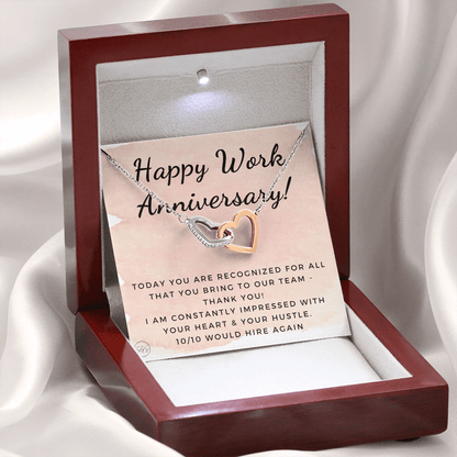 Happy Work Anniversary! Gift From Boss, Hustle, Congrats, Thank You, Christmas, Necklace, Team, Office Present, Employee Appreciation 1029aHA