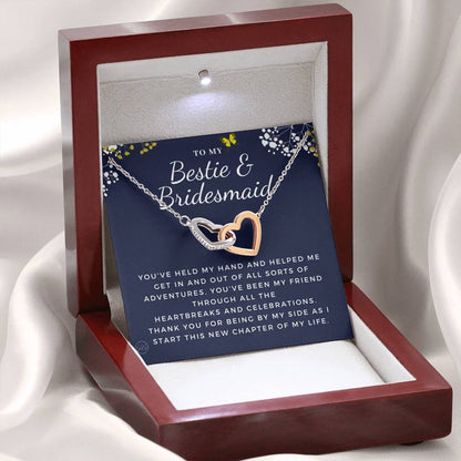 Bestie Bridesmaid 0712c Hearts Necklace