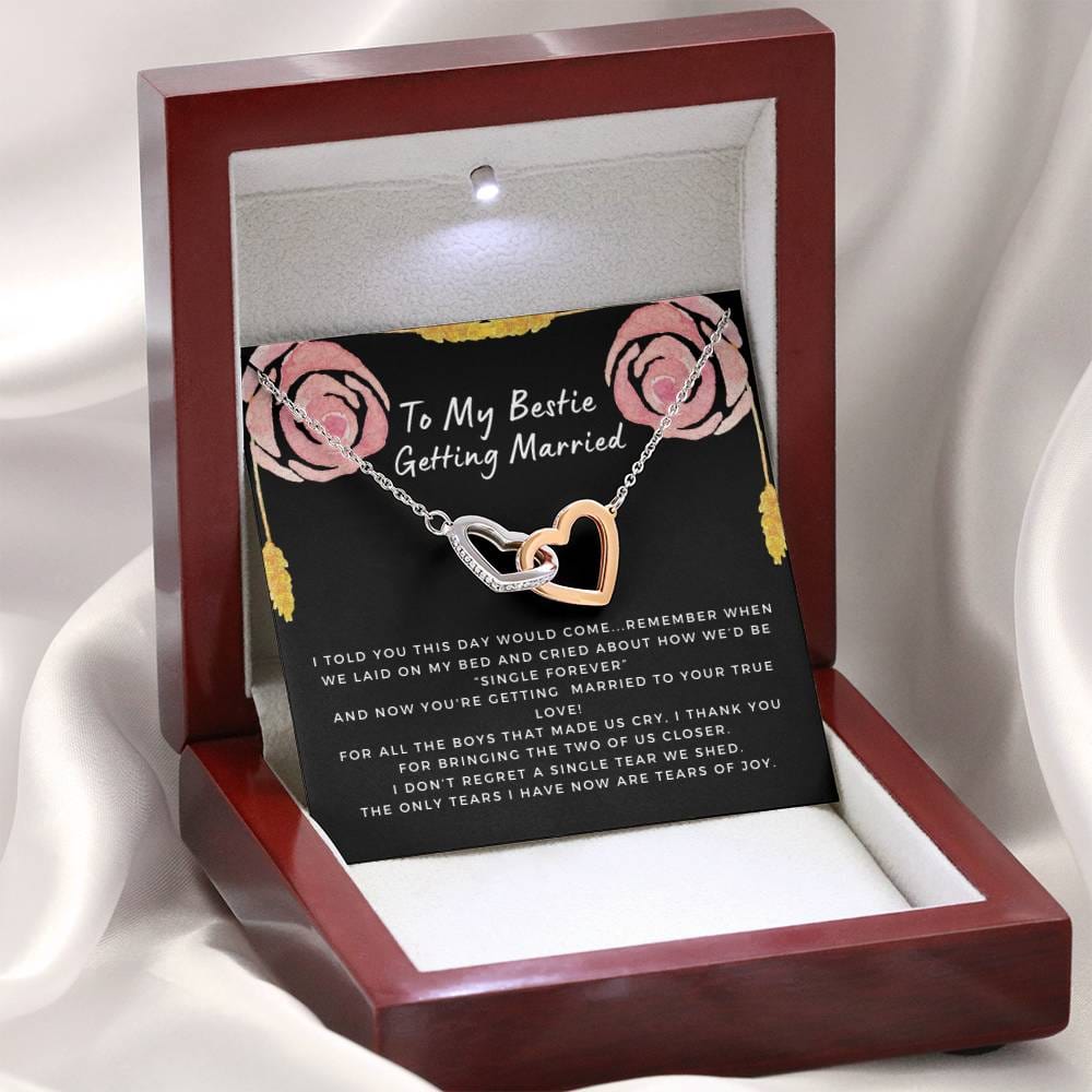 Gift for Bestie Getting Married | Necklace, BFF Wedding, Bridal Shower Gift for Bride, From Best Friend, Soulmate, Best Friends Quote, Sister Getting Married, Hearts Rose C