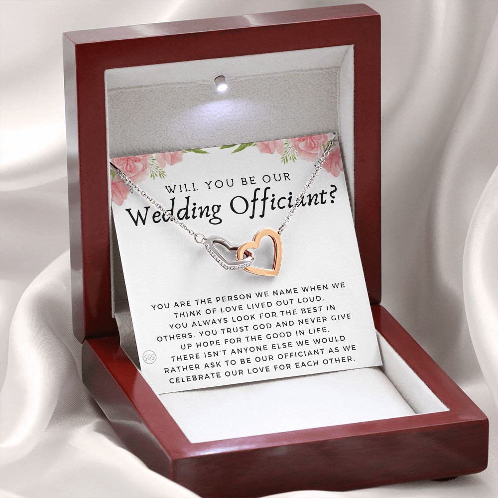 Wedding Officiant Proposal Gift | Will You Marry Us? Will You Be Our Officiant? For Friends, Best Friend Bestie Necklace Bridal Party 0817fhA