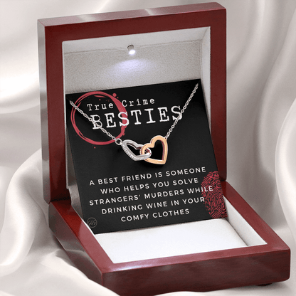 True Crime Best Friend Gift | Christmas Gift for Bestie, Funny Best Friend Necklace, True Crime & Wine, Podcast Junkie, Coffee Lover 1118-02H