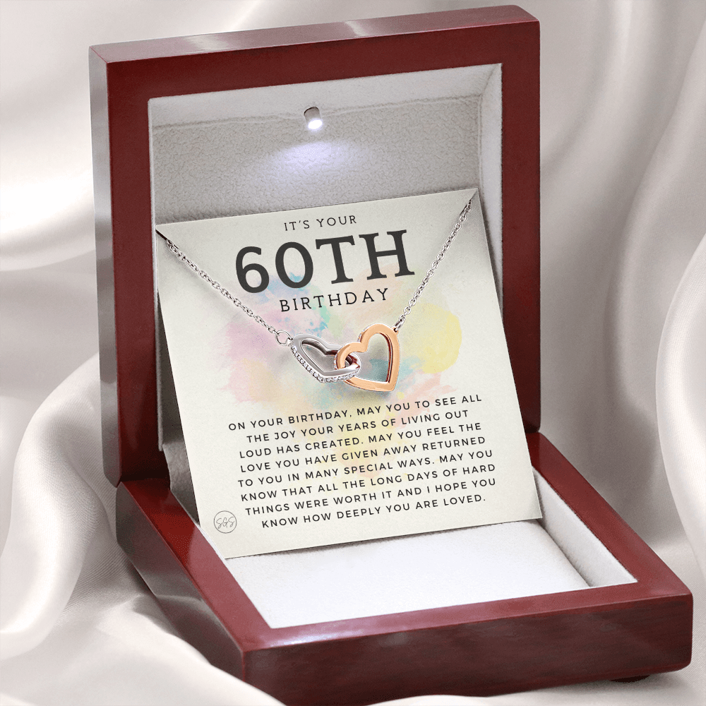 60th Birthday Gift for Women | Bday Present for Mom, Stepmom, Grandma, Friend, Employee, Funny and Heartfelt Card and Necklace 2804h
