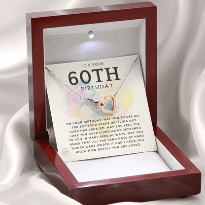 60th Birthday Gift for Women | Bday Present for Mom, Stepmom, Grandma, Friend, Employee, Funny and Heartfelt Card and Necklace 2804h