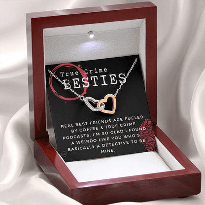 True Crime Best Friend Gift | Christmas Gift for Bestie, Funny Best Friend Necklace, True Crime & Wine, Podcast Junkie, Coffee Lover 1118-06H
