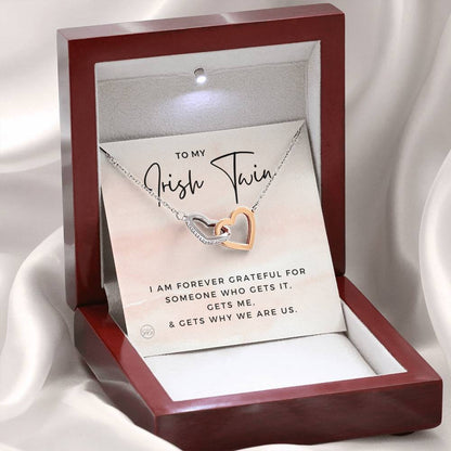 Gift for My Irish Twin | Siblings, Twins, Sisters, From Brother To Sister, Christmas, Birthday,  Best Friend Necklace, Rose Gold Hearts 0628H