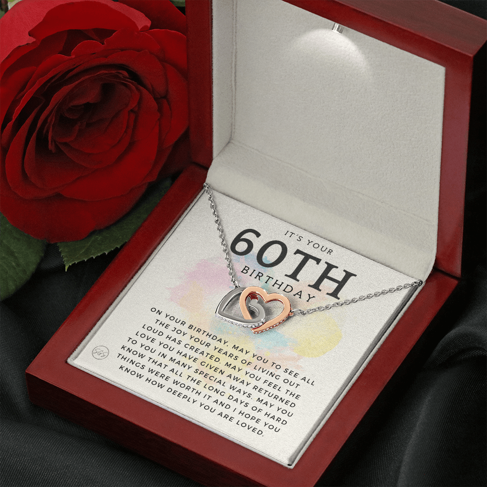 60th Birthday Gift for Women | Bday Present for Mom, Stepmom, Grandma, Friend, Employee, Funny and Heartfelt Card and Necklace 2804h