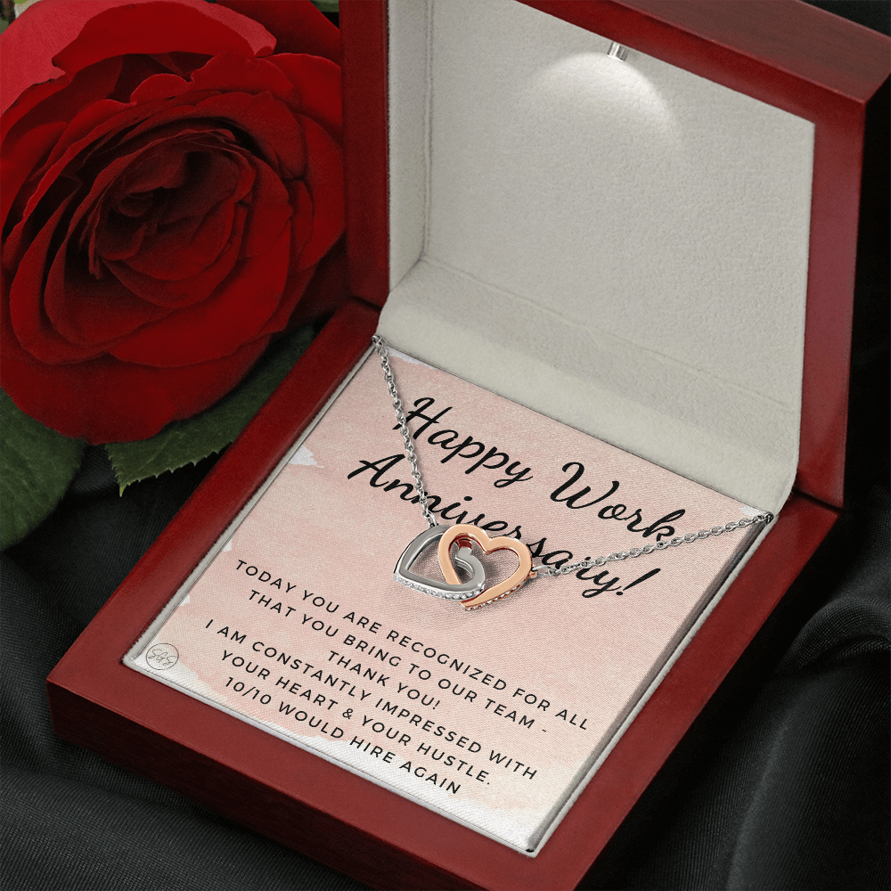 Happy Work Anniversary! Gift From Boss, Hustle, Congrats, Thank You, Christmas, Necklace, Team, Office Present, Employee Appreciation 1029aHA