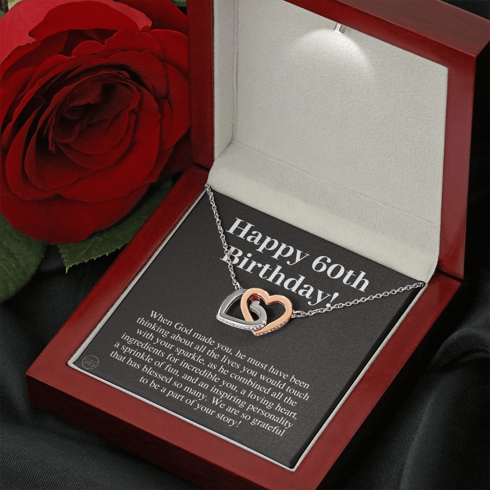 60th Birthday Gift for Women | Bday Present for Mom, Stepmom, Grandma, Friend, Employee, Funny and Heartfelt Card and Necklace 2802h