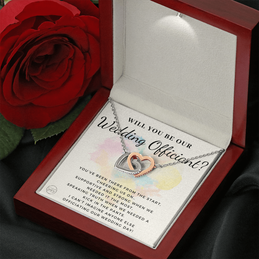 Wedding Officiant Proposal Gift | Will You Marry Us? Will You Be Our Officiant? For Friends, Best Friend Bestie Necklace Bridal Party 0817dhA