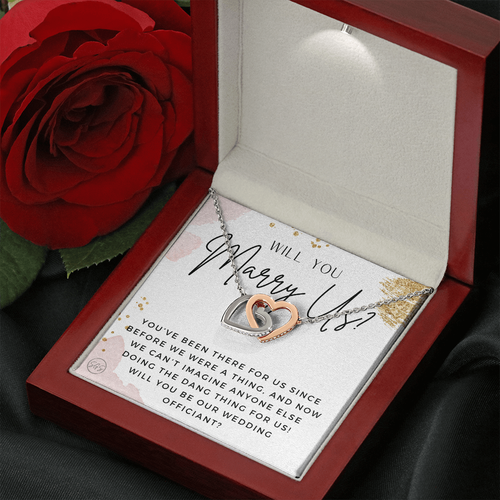 Wedding Officiant Proposal Gift | Will You Marry Us? Will You Be Our Officiant? For Friends, Best Friend Bestie Necklace Bridal Party 0817ghA