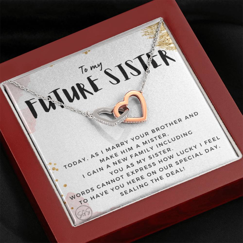 To My Future Sister | Stuff Gina Says, Thank You Gift from the Bride, Sister of the Groom, Wedding, Rehearsal Dinner, Necklace, Cute Minimalist Jewelry 0624I