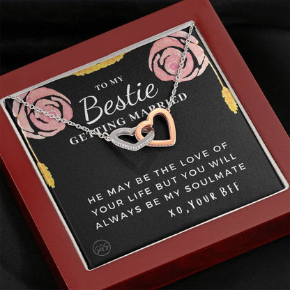 Gift for Bestie Getting Married | Necklace, BFF Wedding, Bridal Shower Gift for Bride, From Best Friend, Soulmate, Best Friends Quote, Sister Getting Married, Hearts Rose D