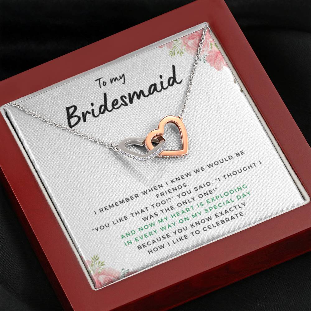 BridesmaidHeartExploding2 Hearts Necklace
