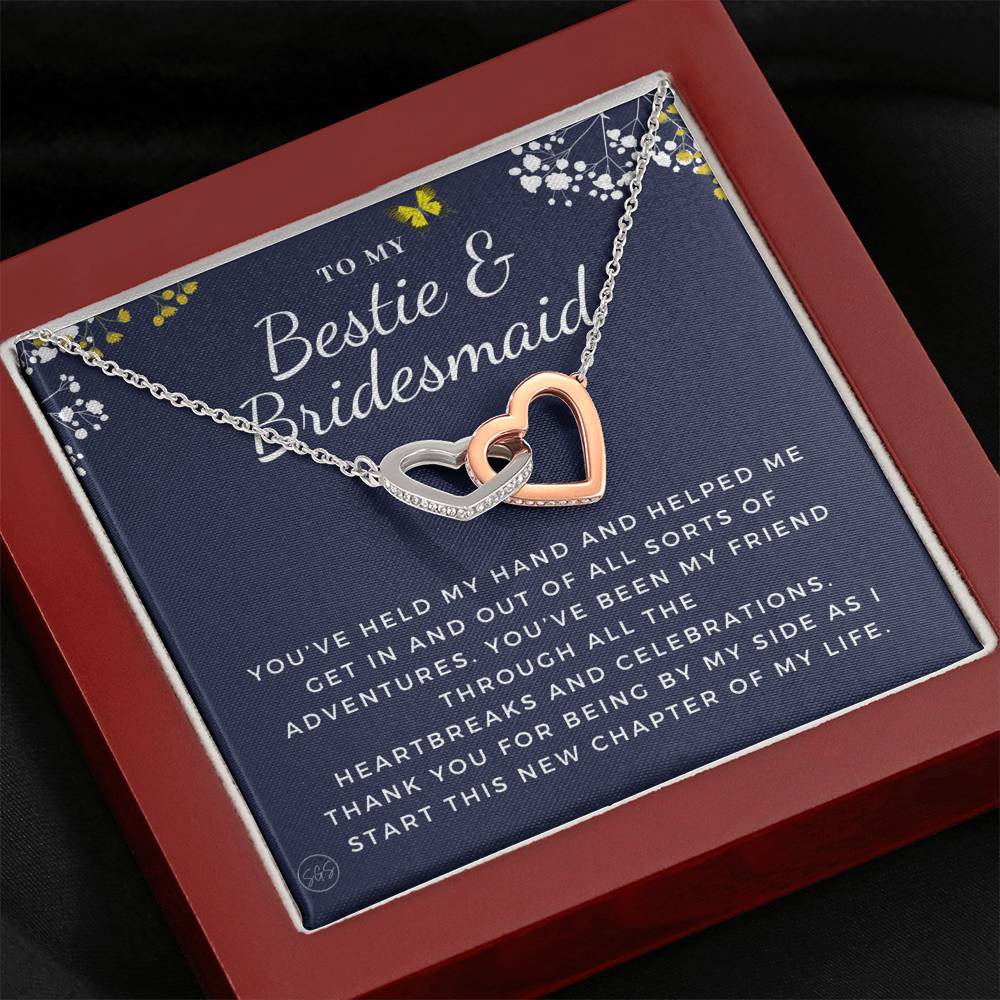 Bestie Bridesmaid 0712c Hearts Necklace