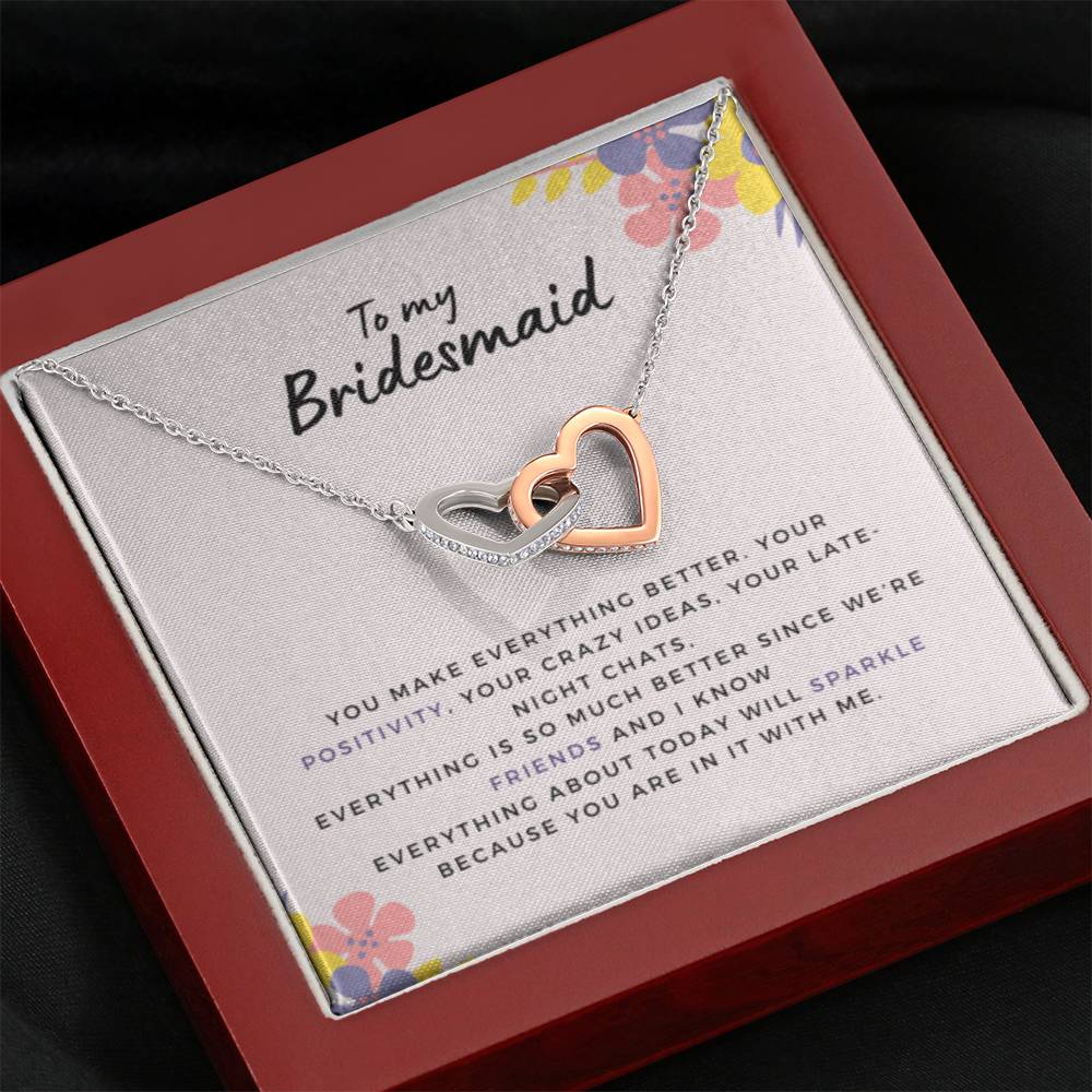 BridesmaidSparkle Hearts Necklace