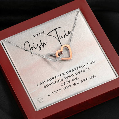 Gift for My Irish Twin | Siblings, Twins, Sisters, From Brother To Sister, Christmas, Birthday,  Best Friend Necklace, Rose Gold Hearts 0628H