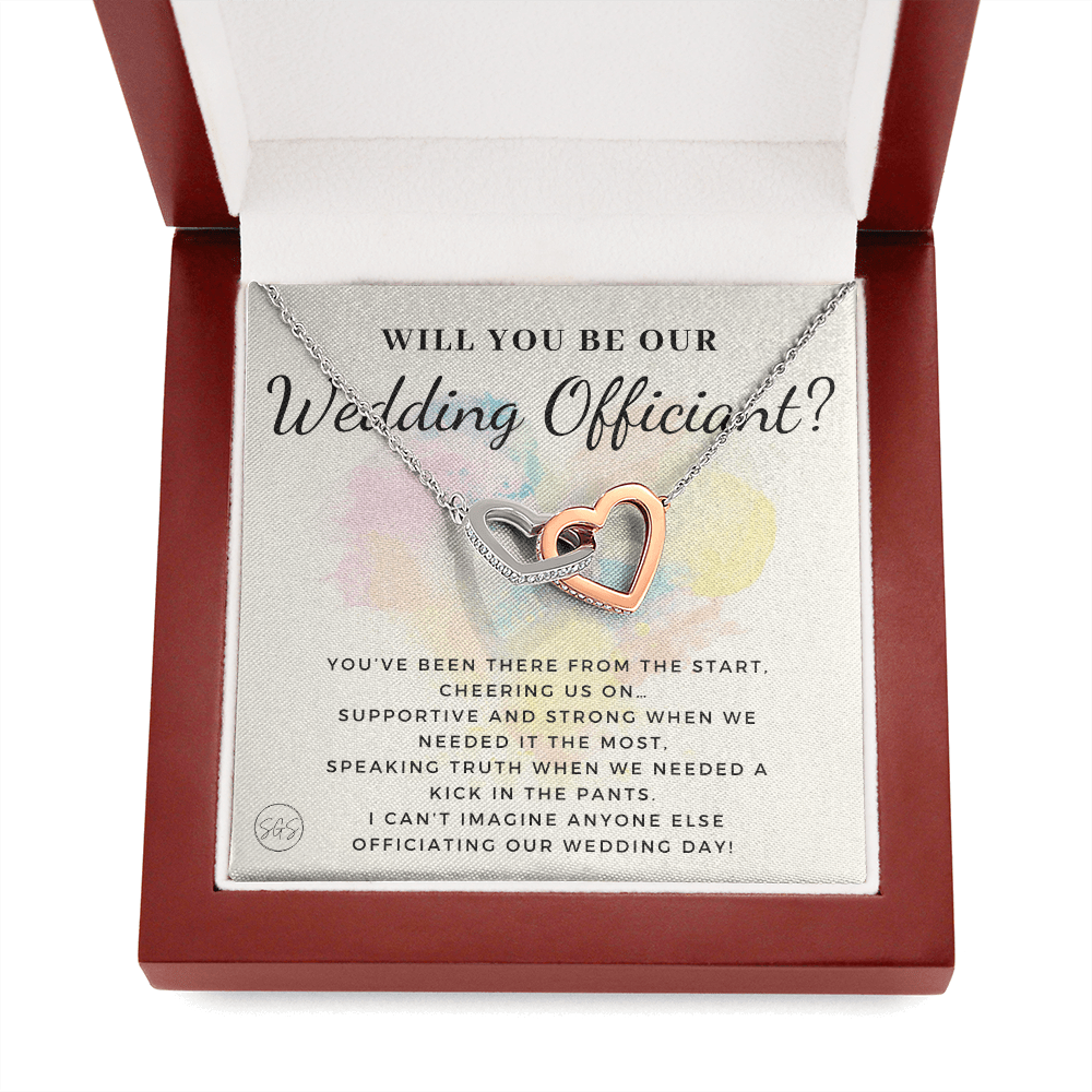 Wedding Officiant Proposal Gift | Will You Marry Us? Will You Be Our Officiant? For Friends, Best Friend Bestie Necklace Bridal Party 0817dhA