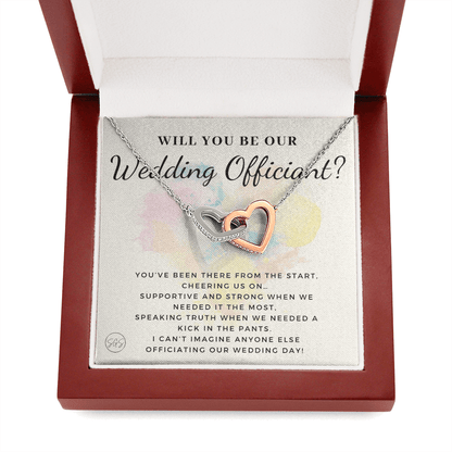 Wedding Officiant Proposal Gift | Will You Marry Us? Will You Be Our Officiant? For Friends, Best Friend Bestie Necklace Bridal Party 0817dhA