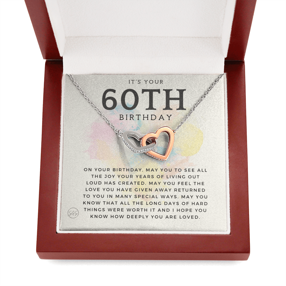 60th Birthday Gift for Women | Bday Present for Mom, Stepmom, Grandma, Friend, Employee, Funny and Heartfelt Card and Necklace 2804h