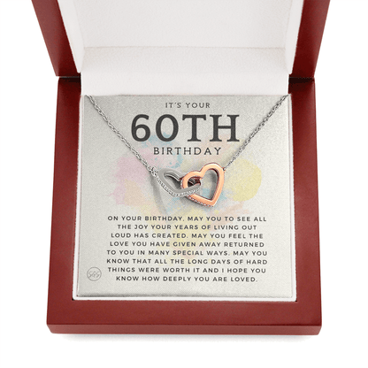 60th Birthday Gift for Women | Bday Present for Mom, Stepmom, Grandma, Friend, Employee, Funny and Heartfelt Card and Necklace 2804h