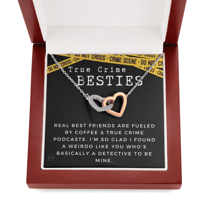 True Crime Best Friend Gift | Christmas Gift for Bestie, Funny Best Friend Necklace, True Crime & Wine, Podcast Junkie, Coffee Lover 1118-07H