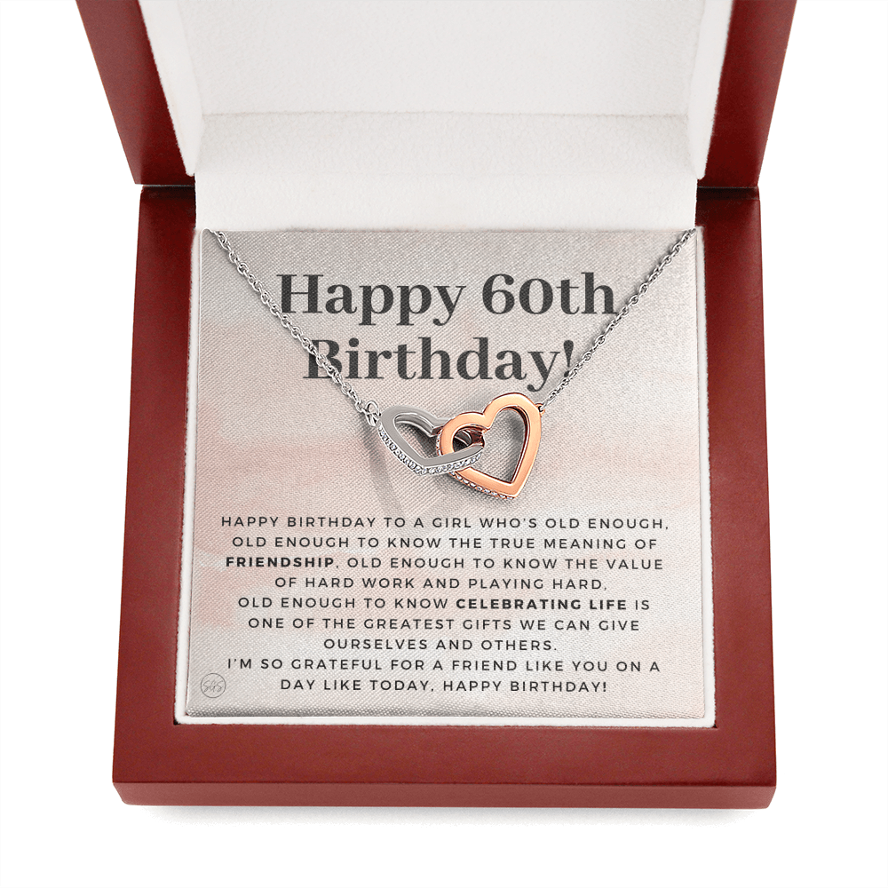 60th Birthday Gift for Women | Bday Present for Mom, Stepmom, Grandma, Friend, Employee, Funny and Heartfelt Card and Necklace 2800h