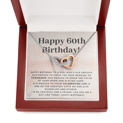 60th Birthday Gift for Women | Bday Present for Mom, Stepmom, Grandma, Friend, Employee, Funny and Heartfelt Card and Necklace 2800h