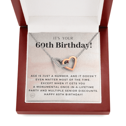 60th Birthday Gift for Women | Bday Present for Mom, Stepmom, Grandma, Friend, Employee, Funny and Heartfelt Card and Necklace 2805h