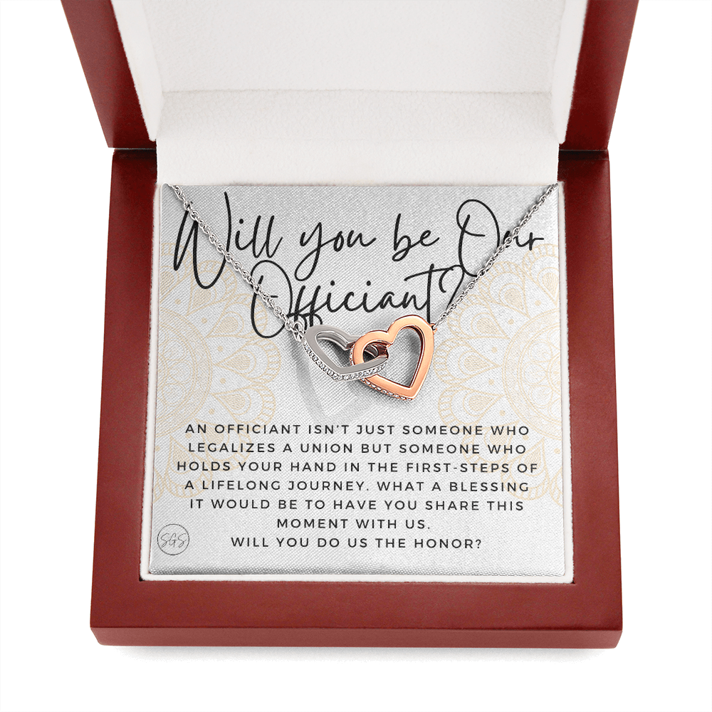Wedding Officiant Proposal Gift | Will You Marry Us? Will You Be Our Officiant? For Friends, Best Friend Bestie Necklace Bridal Party 0817ahA