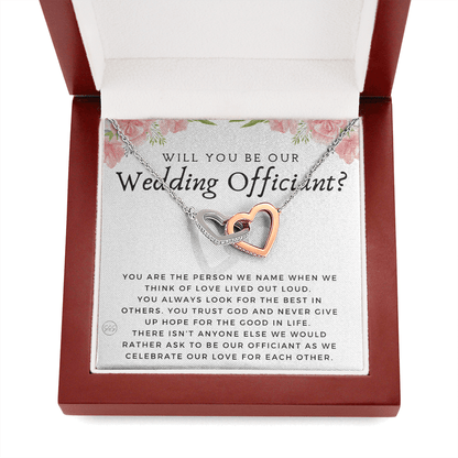 Wedding Officiant Proposal Gift | Will You Marry Us? Will You Be Our Officiant? For Friends, Best Friend Bestie Necklace Bridal Party 0817fhA