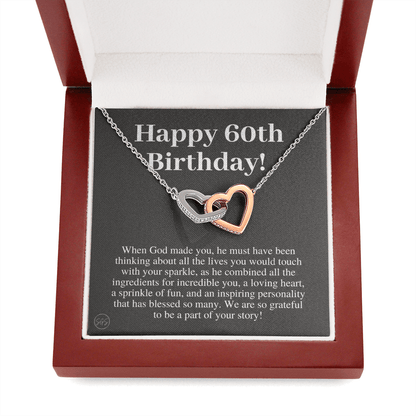 60th Birthday Gift for Women | Bday Present for Mom, Stepmom, Grandma, Friend, Employee, Funny and Heartfelt Card and Necklace 2802h