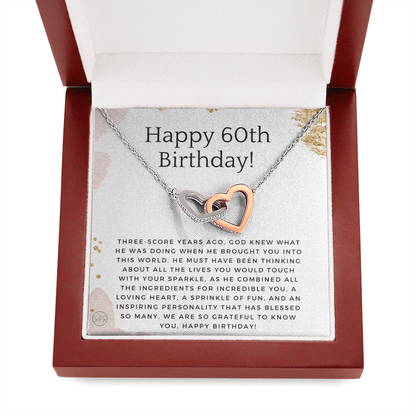 60th Birthday Gift for Women | Bday Present for Mom, Stepmom, Grandma, Friend, Employee, Funny and Heartfelt Card and Necklace 2801h