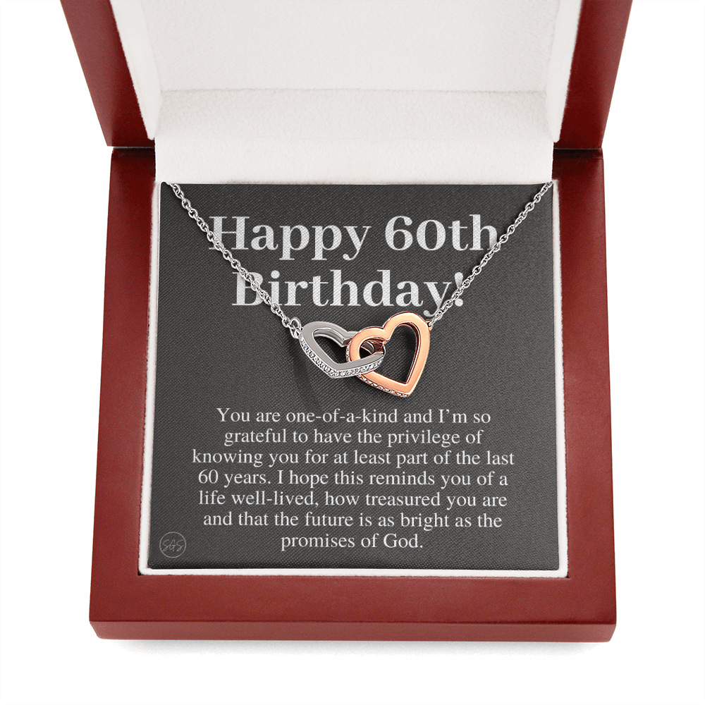 60th Birthday Gift for Women | Bday Present for Mom, Stepmom, Grandma, Friend, Employee, Funny and Heartfelt Card and Necklace 2807h