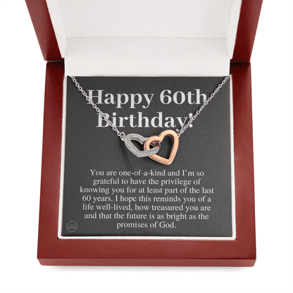 60th Birthday Gift for Women | Bday Present for Mom, Stepmom, Grandma, Friend, Employee, Funny and Heartfelt Card and Necklace 2807h