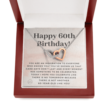 60th Birthday Gift for Women | Bday Present for Mom, Stepmom, Grandma, Friend, Employee, Funny and Heartfelt Card and Necklace 2808h
