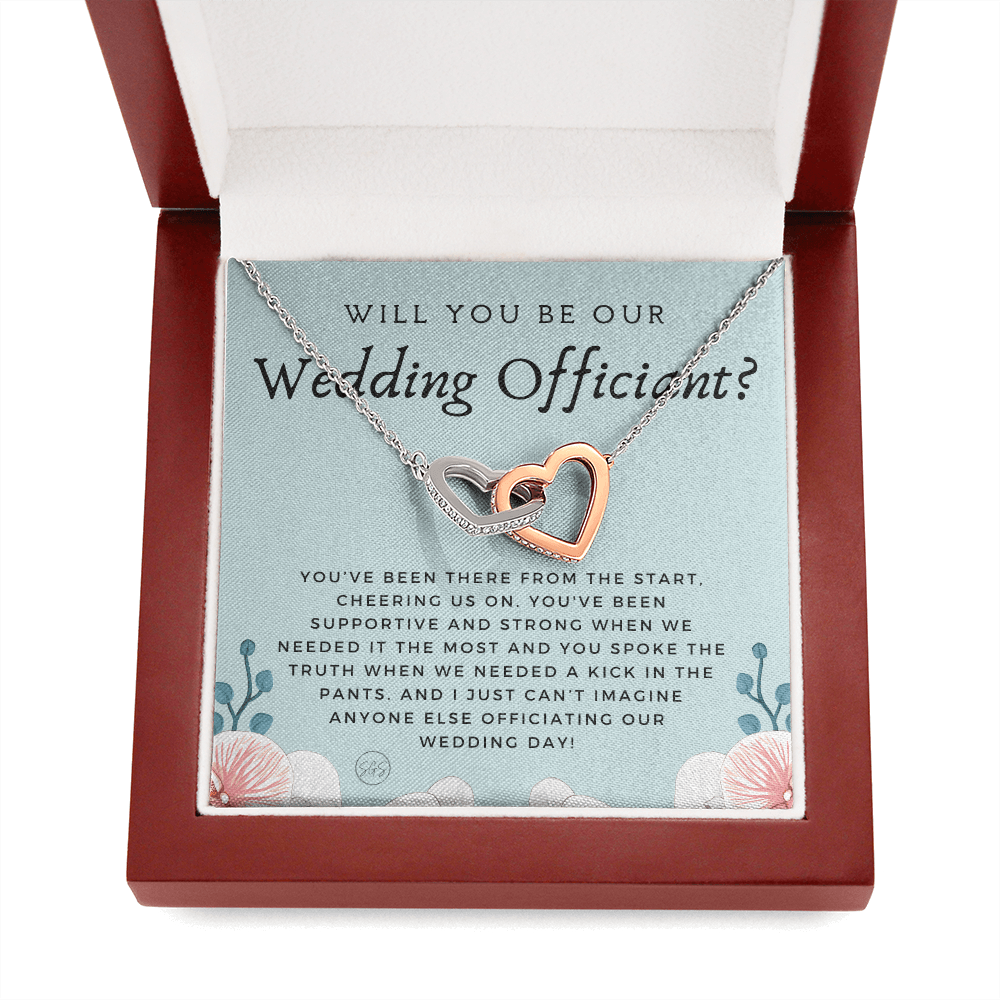 Wedding Officiant Proposal Gift | Will You Marry Us? Will You Be Our Officiant? For Friends, Best Friend Bestie Necklace Bridal Party 0817ehA