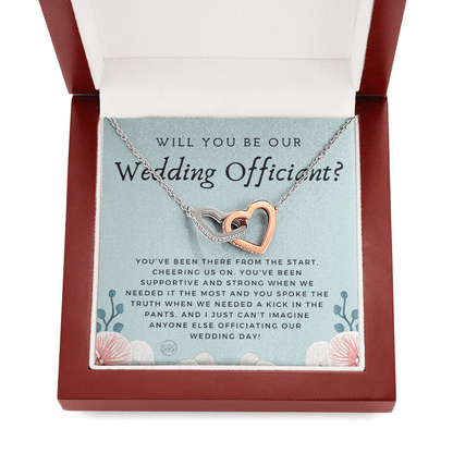 Wedding Officiant Proposal Gift | Will You Marry Us? Will You Be Our Officiant? For Friends, Best Friend Bestie Necklace Bridal Party 0817ehA