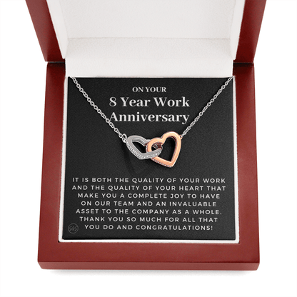 8 Year Job Anniversary Gift | Thank You Gift from Boss, Employee Work Appreciation, Co-Worker, Congrats, Years of Service AN08H