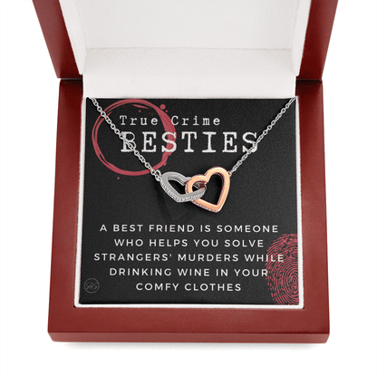 True Crime Best Friend Gift | Christmas Gift for Bestie, Funny Best Friend Necklace, True Crime & Wine, Podcast Junkie, Coffee Lover 1118-02H